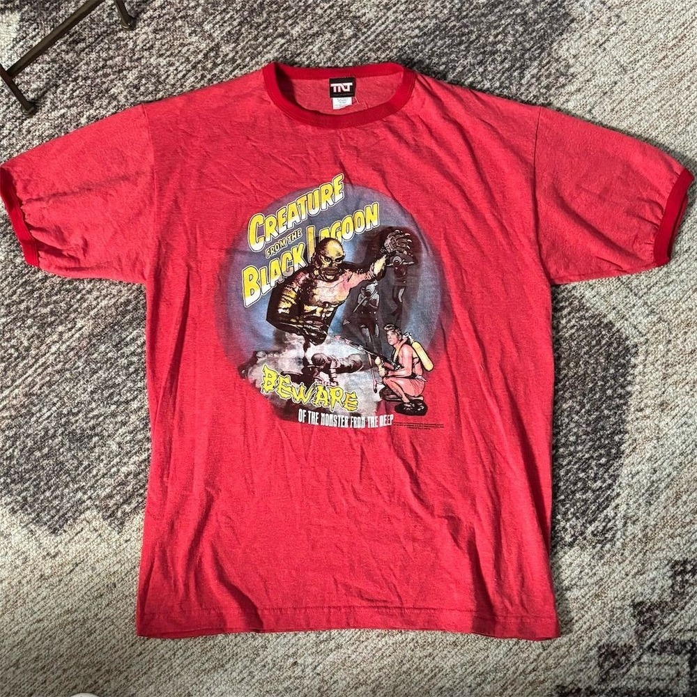 Vintage 2005 Creature‎ From The Black Lagoon Ringer T-Shirt Men's L Red
